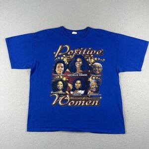Vtg‎ Y2K African American Positive Women T Shirt 2XL Blue Black History
